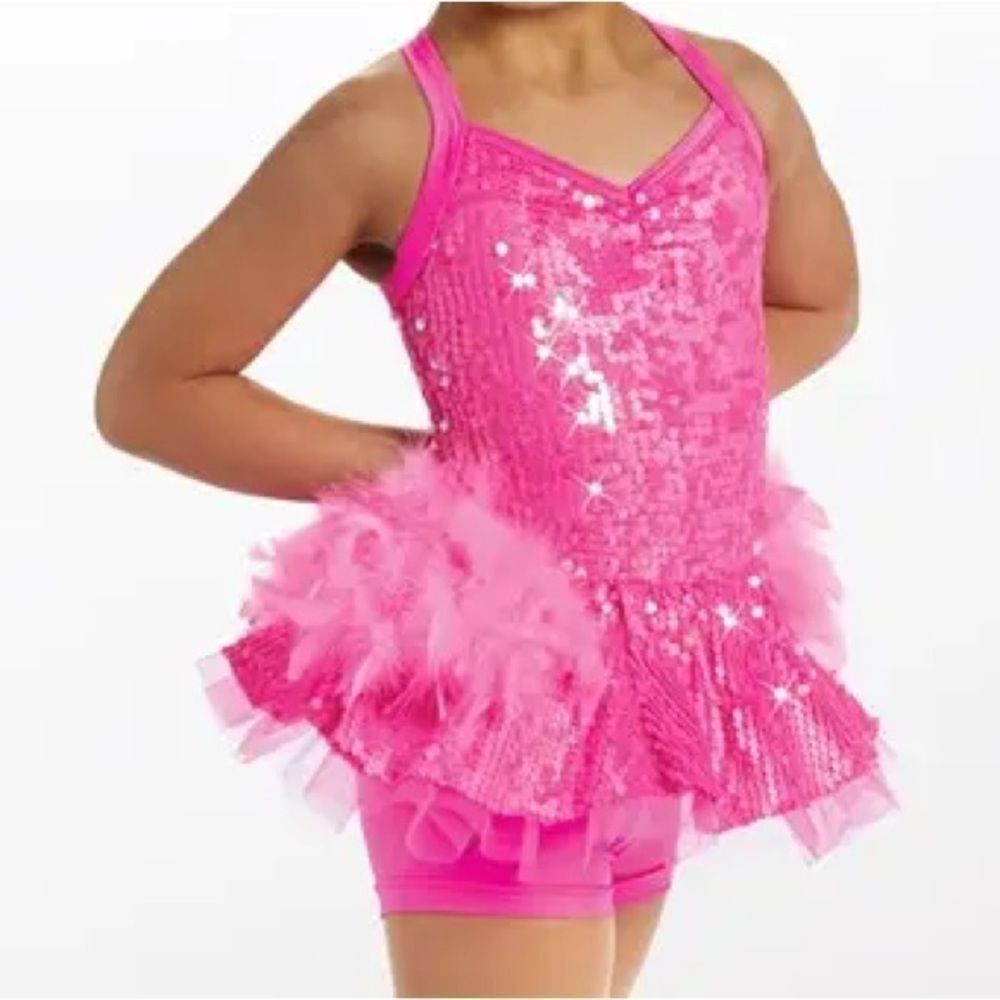 WEISSMAN Dance Costume pink feather sassy Name Game
13595 MC-Medium child